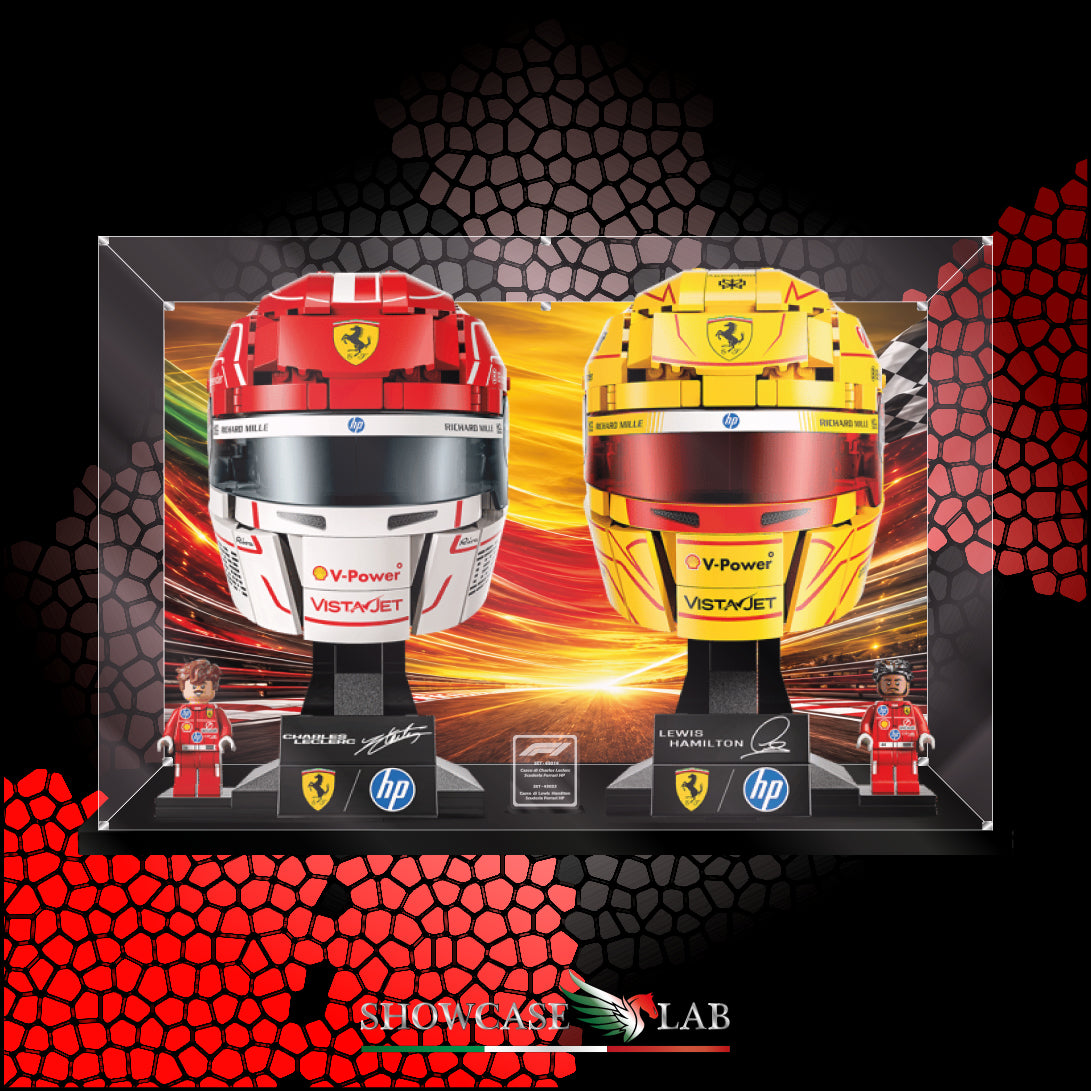 Teca LS424 | Per Set Lego® 43014 / 43022 -  Casco di Charles Leclerc / Casco di Lewis Hamilton Scuderia Ferrari HP
